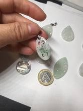 Load image into Gallery viewer, 100% Natural type A light green purple white openwork jadeite pendant BP183
