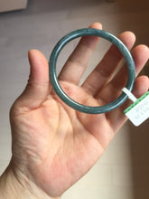 Load image into Gallery viewer, 58mm Certified Type A 100% Natural dark green/blue/gray with flying snow Guatemala slim round cut Jadeite bangle PA141-8833
