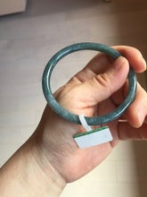 Load image into Gallery viewer, 58mm Certified Type A 100% Natural dark green/blue/gray with flying snow Guatemala slim round cut Jadeite bangle PA141-8833
