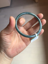 Load image into Gallery viewer, 58mm Certified Type A 100% Natural dark green/blue/gray with flying snow Guatemala slim round cut Jadeite bangle PA141-8833
