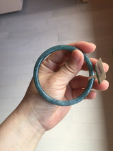 Load image into Gallery viewer, 58mm Certified Type A 100% Natural dark green/blue/gray with flying snow Guatemala slim round cut Jadeite bangle PA141-8833
