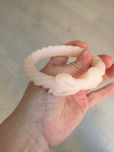 Load image into Gallery viewer, 58mm 100% natural light pink Quartzite (Shetaicui jade) carved Bow knot and twist style bangle SY105
