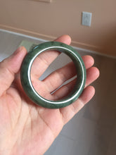 Load image into Gallery viewer, 51.5mm certified Type A 100% Natural dark green black oval Jadeite Jade bangle PB199-3352
