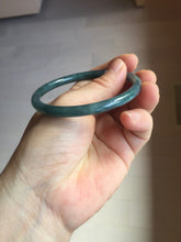 Load image into Gallery viewer, 58mm Certified Type A 100% Natural dark green/blue/gray Guatemala slim round cut Jadeite bangle PA140-8838
