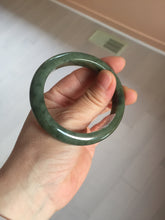 Load image into Gallery viewer, 51.5mm certified Type A 100% Natural dark green black oval Jadeite Jade bangle PB199-3352
