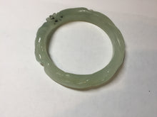 Load image into Gallery viewer, 57mm 100% natural icy watery light green carved nine-tailed fox Xiu Jade (Serpentine) bangle SY106
