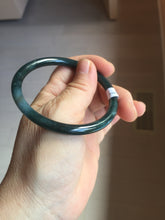 Load image into Gallery viewer, 56.1mm Certified Type A 100% Natural dark green/blue/gray Guatemala slim round cut Jadeite bangle PA139-8844
