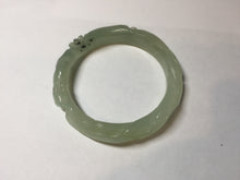 Load image into Gallery viewer, 57mm 100% natural icy watery light green carved nine-tailed fox Xiu Jade (Serpentine) bangle SY106
