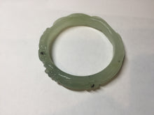 Load image into Gallery viewer, 57mm 100% natural icy watery light green carved nine-tailed fox Xiu Jade (Serpentine) bangle SY106
