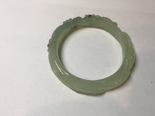 Load image into Gallery viewer, 57mm 100% natural icy watery light green carved nine-tailed fox Xiu Jade (Serpentine) bangle SY106
