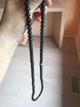 Load image into Gallery viewer, 7.5mm 100% natural type A black/dark green (Mocui, 墨翠)  jadeite jade bead necklace BN78
