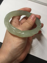 Load image into Gallery viewer, 57mm 100% natural icy watery light green carved nine-tailed fox Xiu Jade (Serpentine) bangle SY106
