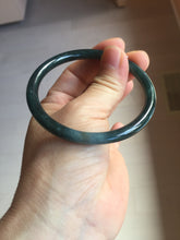 Load image into Gallery viewer, 56.1mm Certified Type A 100% Natural dark green/blue/gray Guatemala slim round cut Jadeite bangle PA139-8844
