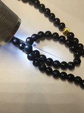 Load image into Gallery viewer, 7.5mm 100% natural type A black/dark green (Mocui, 墨翠)  jadeite jade bead necklace BN78
