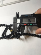 Load image into Gallery viewer, 7.5mm 100% natural type A black/dark green (Mocui, 墨翠)  jadeite jade bead necklace BN78
