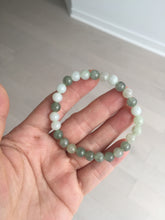 Load image into Gallery viewer, 6.6-6.8mm 100% natural type A light green/white jadeite jade beads bracelet BL21
