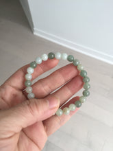 Load image into Gallery viewer, 6.6-6.8mm 100% natural type A light green/white jadeite jade beads bracelet BL21

