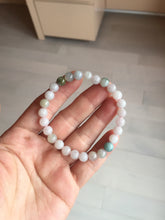 Load image into Gallery viewer, 6.6-6.8mm 100% natural type A green/white/purple jadeite jade beads bracelet BL20
