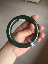 Load image into Gallery viewer, 57.5mm certified 100% Natural dark green/black chubby round cut Hetian nephrite Jade bangle HT39-0122
