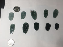 Load image into Gallery viewer, 100% natural type A icy watery light green blue gray Guatemala jadeite leaf pendant BP184-2
