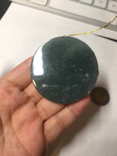 Load image into Gallery viewer, 51.8mm 100% natural blue/black/gray with fly snow Guatemala  jadeite jade Guanyin (观音) safe and sound pendant/worry stone/decor BK111
