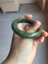 Load image into Gallery viewer, 54mm Certified 100% natural Type A oily dark green/gray/black (老油青) jadeite jade bangle PD128-6285
