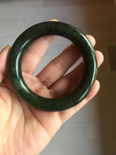 Load image into Gallery viewer, 54.7mm certified 100% Natural dark green/gray/black round cut Hetian nephrite Jade bangle HF78-0129
