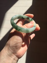Load image into Gallery viewer, 53.9mm certified type A 100% Natural icy watery green/black Jadeite Jade bangle BM43-8562
