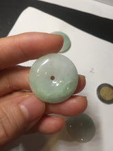 Load image into Gallery viewer, 23.5-27.7mm 100% Natural apple green/white jadeite Jade Safety Guardian Button(donut) Pendant group BK112
