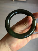 Load image into Gallery viewer, 54.7mm certified 100% Natural dark green/gray/black round cut Hetian nephrite Jade bangle HF78-0129
