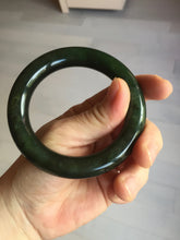 Load image into Gallery viewer, 54.7mm certified 100% Natural dark green/gray/black round cut Hetian nephrite Jade bangle HF78-0129
