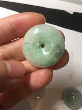 Load image into Gallery viewer, 23.5-27.7mm 100% Natural apple green/white jadeite Jade Safety Guardian Button(donut) Pendant group BK112
