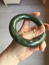 Load image into Gallery viewer, 58.5mm certified 100% Natural dark green/gray (nebula dust) chubby round cut Hetian nephrite Jade bangle HF75-0211
