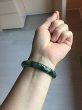 Load image into Gallery viewer, 50.5mm Certified type A 100% Natural oily dark green oval Jadeite Jade bangle PD131-6248
