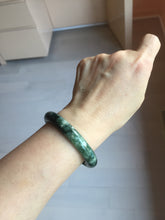 Load image into Gallery viewer, 50.5mm Certified type A 100% Natural oily dark green oval Jadeite Jade bangle PD131-6248
