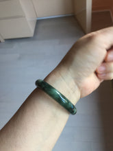 Load image into Gallery viewer, 50.5mm Certified type A 100% Natural oily dark green oval Jadeite Jade bangle PD131-6248
