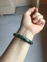 Load image into Gallery viewer, 50.5mm Certified type A 100% Natural oily dark green oval Jadeite Jade bangle PD131-6248
