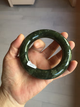 Load image into Gallery viewer, 58.5mm certified 100% Natural dark green/gray (nebula dust) chubby round cut Hetian nephrite Jade bangle HF75-0211
