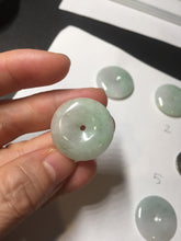 Load image into Gallery viewer, 23.5-27.7mm 100% Natural apple green/white jadeite Jade Safety Guardian Button(donut) Pendant group BK112
