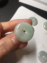 Load image into Gallery viewer, 23.5-27.7mm 100% Natural apple green/white jadeite Jade Safety Guardian Button(donut) Pendant group BK112
