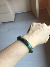 Load image into Gallery viewer, 50.5mm Certified type A 100% Natural oily dark green oval Jadeite Jade bangle PD131-6248
