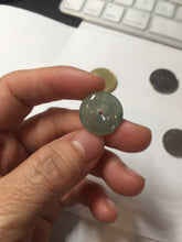 Load image into Gallery viewer, 15.7mm Type A 100% Natural icy watery green Jadeite Jade Safety Guardian Button donuts Pendant PC113
