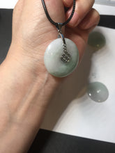 Load image into Gallery viewer, 23.5-27.7mm 100% Natural apple green/white jadeite Jade Safety Guardian Button(donut) Pendant group BK112
