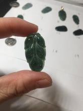 Load image into Gallery viewer, 100% natural type A icy watery dark green blue gray black Guatemala jadeite leaf pendant BP184-7
