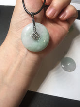 Load image into Gallery viewer, 23.5-27.7mm 100% Natural apple green/white jadeite Jade Safety Guardian Button(donut) Pendant group BK112
