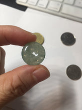 Load image into Gallery viewer, 15.7mm Type A 100% Natural icy watery green Jadeite Jade Safety Guardian Button donuts Pendant PC113
