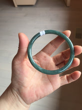 Load image into Gallery viewer, 62.5mm Certified Type A 100% Natural deep sea green/blue/gray/black slim round cut Guatemala Jadeite bangle BL18-5830
