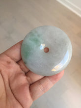 Load image into Gallery viewer, 56.6mm 100% Natural sunny green/purple/gray jadeite Jade Safety Guardian Button(donut) Pendant/worry stone F143
