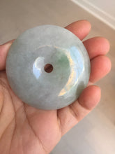 Load image into Gallery viewer, 56.6mm 100% Natural sunny green/purple/gray jadeite Jade Safety Guardian Button(donut) Pendant/worry stone F143
