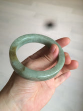 Load image into Gallery viewer, 57.6mm certified type A 100% Natural light green/gray square style Jadeite Jade bangle AX101-1509
